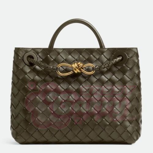 Bottega Veneta Andiamo Small Bag in Kaki Intrecciato Lambskin