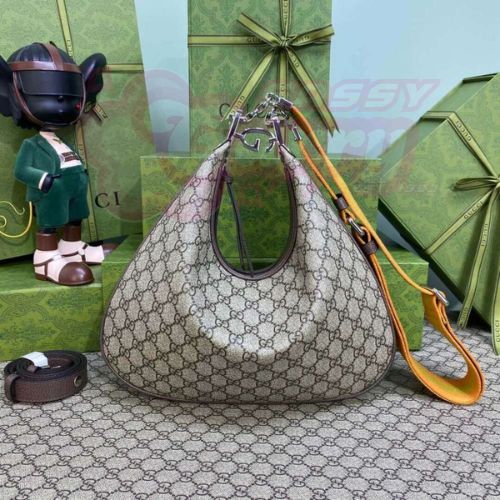 Gucci GG Supreme Attache Medium Shoulder Bag Coffee