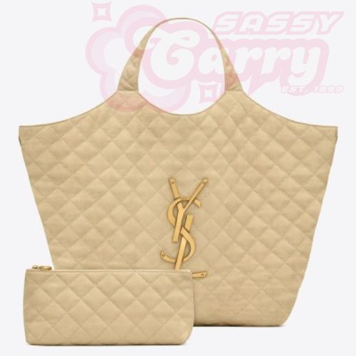 Saint Laurent Icare Maxi Shopping Bag In Beige Quilted Lambskin