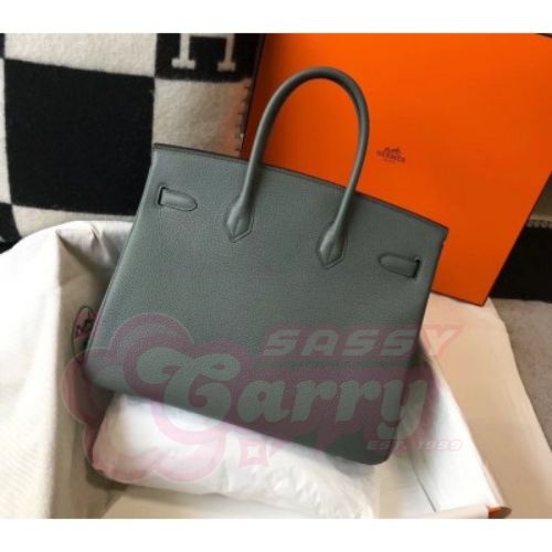 Hermes Vert Amande Clemence Birkin 35cm Bag