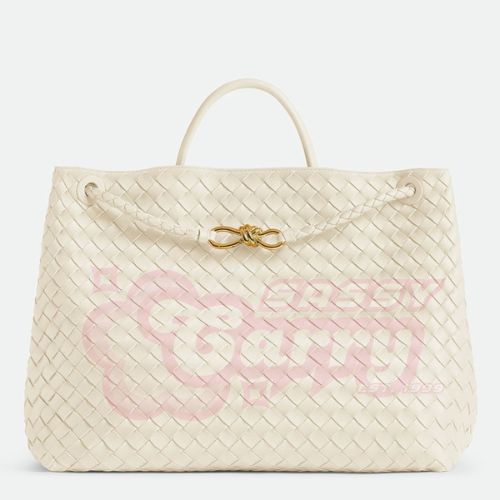 Bottega Veneta Andiamo Large Bag in White Intrecciato Lambskin