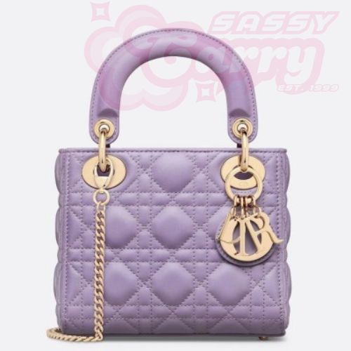 Dior Lady Dior Mini Bag with Chain in Lilas Cannage Lambskin