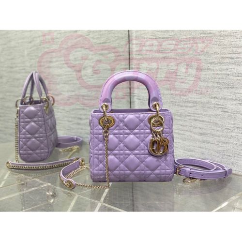 Dior Lady Dior Mini Bag with Chain in Lilas Cannage Lambskin